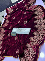 VELVET EMBROIDERED WOOL SHAWL