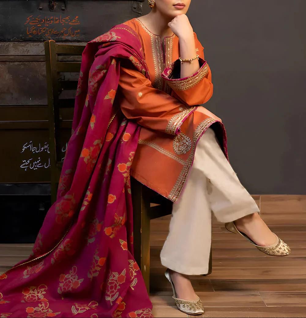 ASLINE CASUAL WEAR EMBROIDERED 3 PIECE