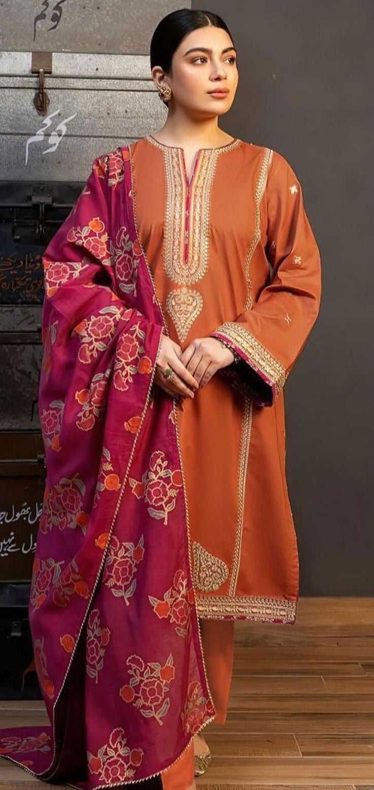 ASLINE CASUAL WEAR EMBROIDERED 3 PIECE
