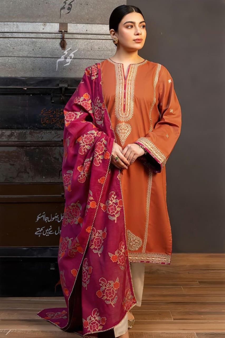 ASLINE CASUAL WEAR EMBROIDERED 3 PIECE