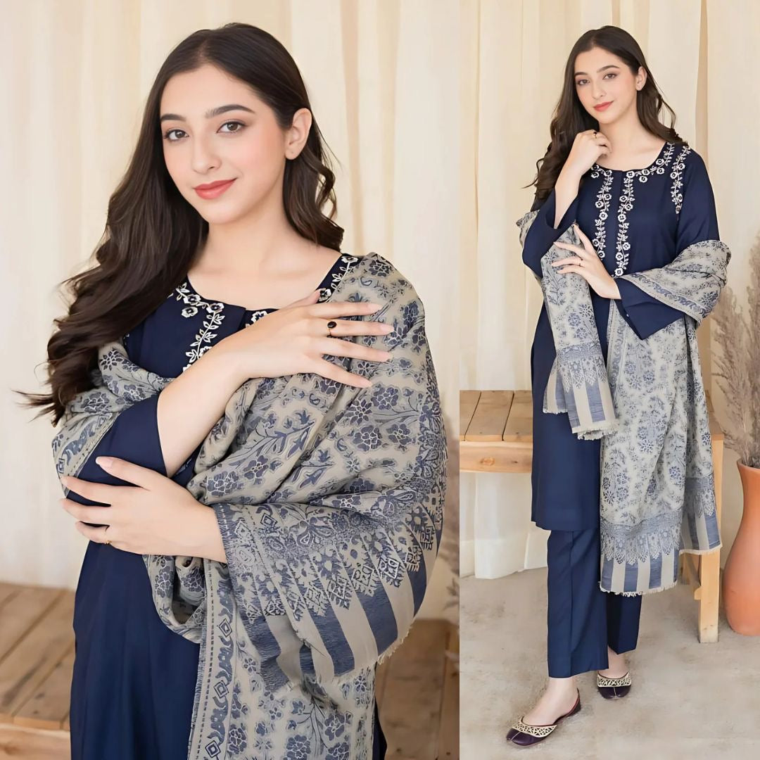 ASLINE CASUAL WEAR EMBROIDERED 3 PIECE