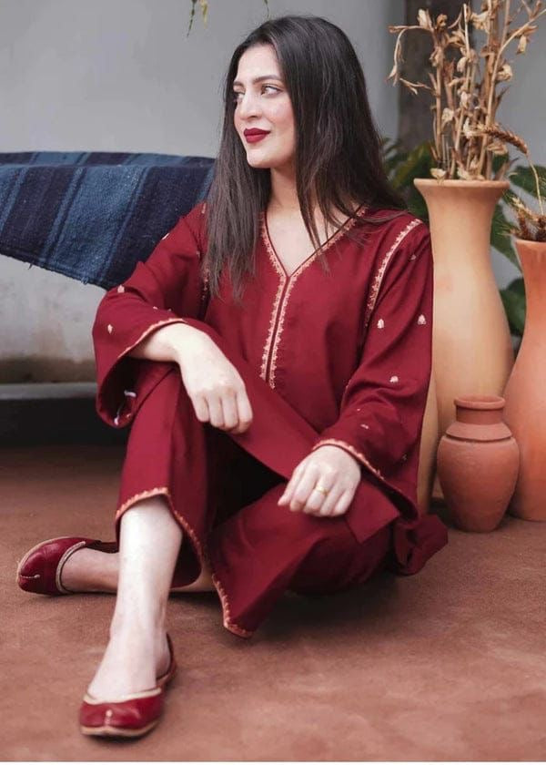 URGE CASUALLY WEAR DHANAK EMBROIDERED 3 PIECE