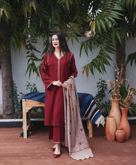 URGE CASUALLY WEAR DHANAK EMBROIDERED 3 PIECE